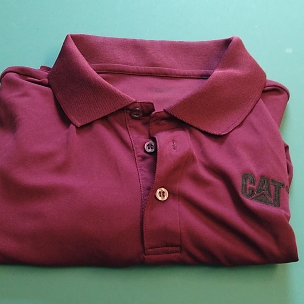 Caterpillar Men's XXL Burgundy Short Sleeve 3 Button Polo Shirt